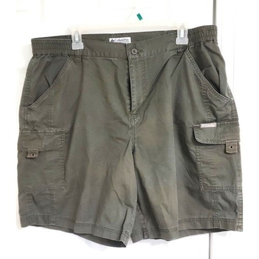 Columbia Cargo Shorts Sz‎ 10 Green Cotton Hiking Outdoor Utility Travel Casual